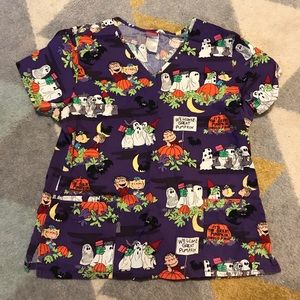 Charlie Brown peanuts Halloween scrub top scrubs